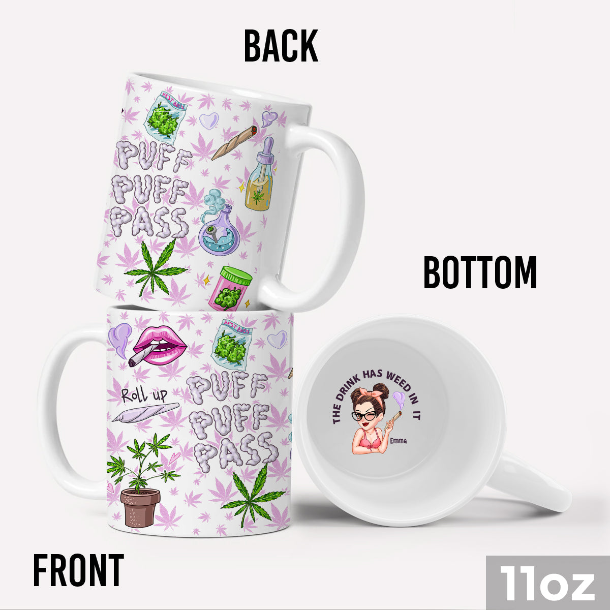 Puzz Puzz Pass – Personalisierte Tasse mit versteckter Weed-Botschaft