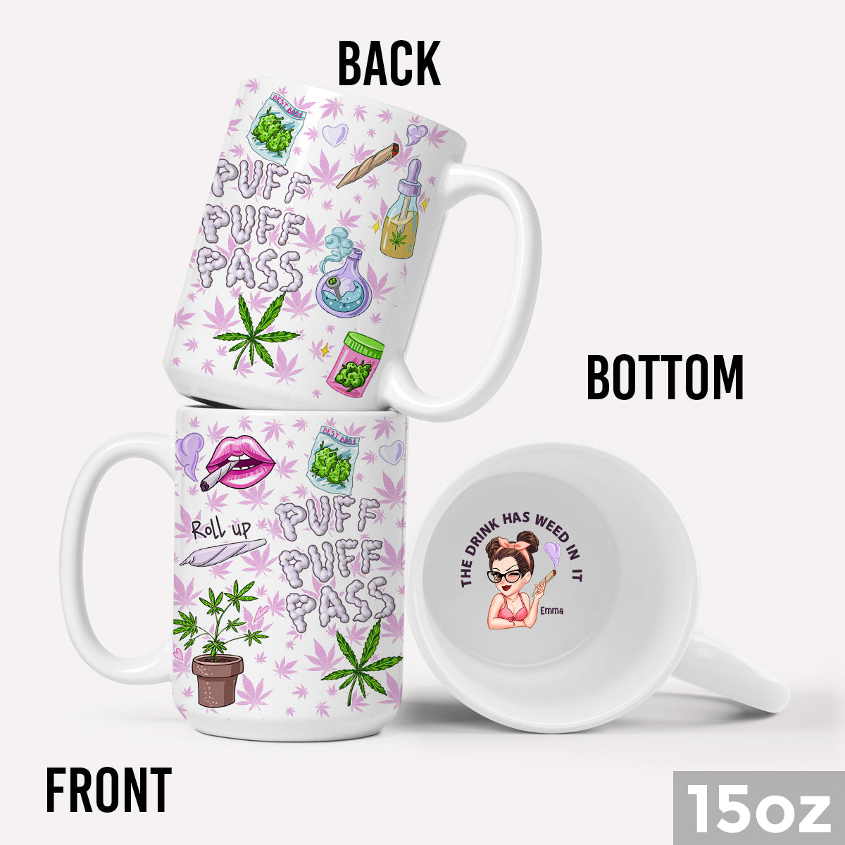 Puzz Puzz Pass – Personalisierte Tasse mit versteckter Weed-Botschaft