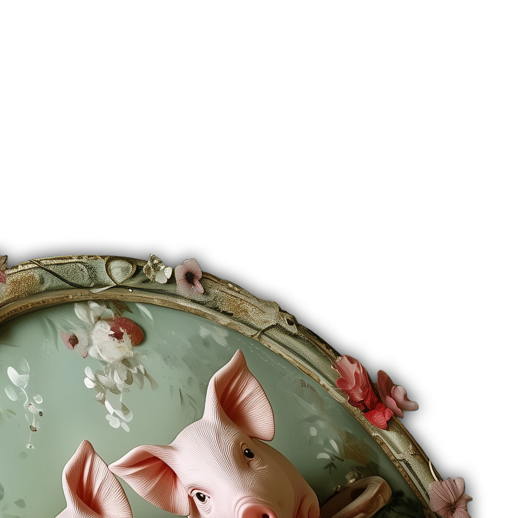 Bauernhoftiere mit Blumenmotiven – personalisiertes Metallschild im Bauernstil
