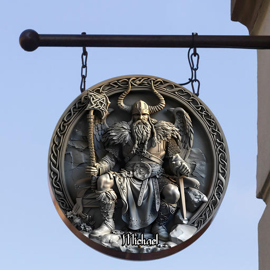 Wikinger – Personalisiertes rundes Wikinger-Metallschild