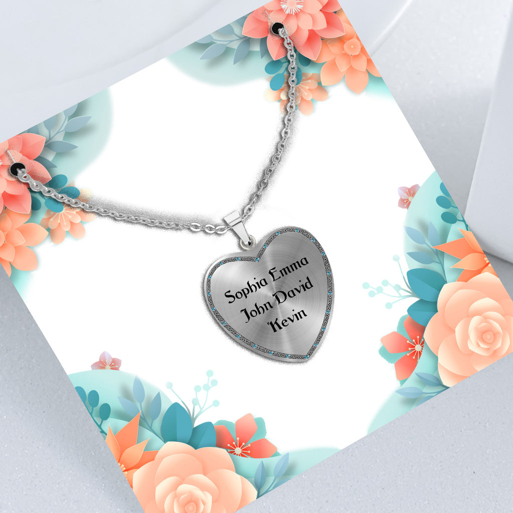 Bis zum Mond und zurück – Geschenk für Oma, Mama, Tante – Personalisierte Herzanhänger-Halskette