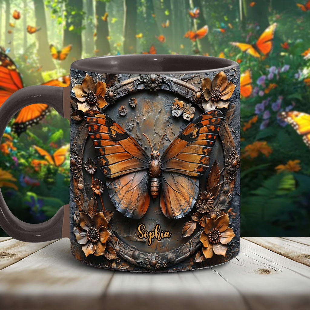Wunderschöne Monarchfalter-Tasse mit personalisiertem Schmetterlingsmotiv