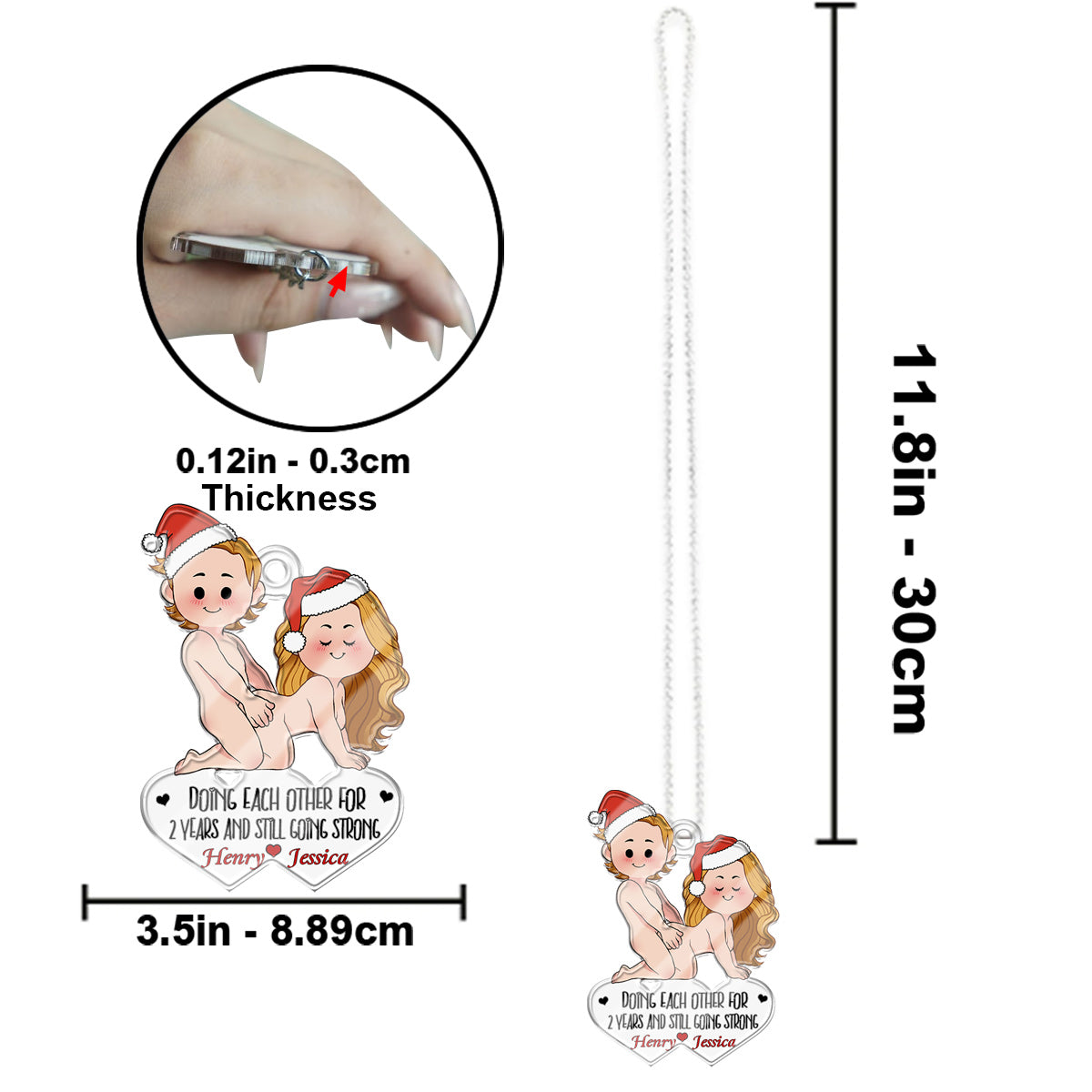 Doing Each Other - Personalized Couple Custom Shaped Car Ornament