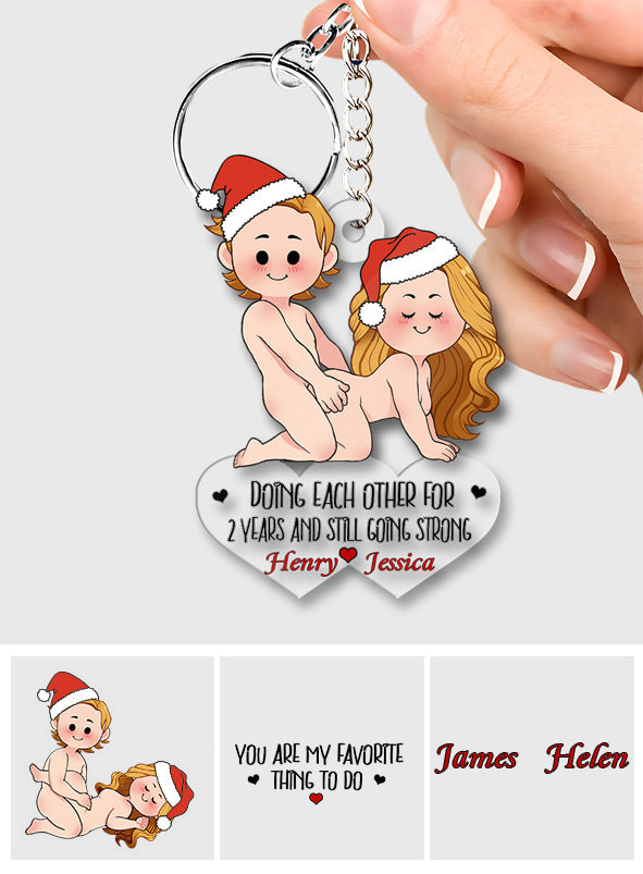 Doing Each Other - Personalized Couple Custom Shaped Keychain