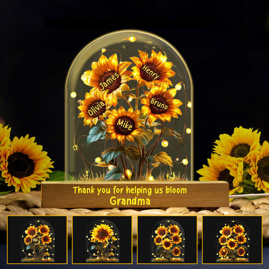 Grandma's Sunflower Garden - Personalized Mother Shaped Led Night Light