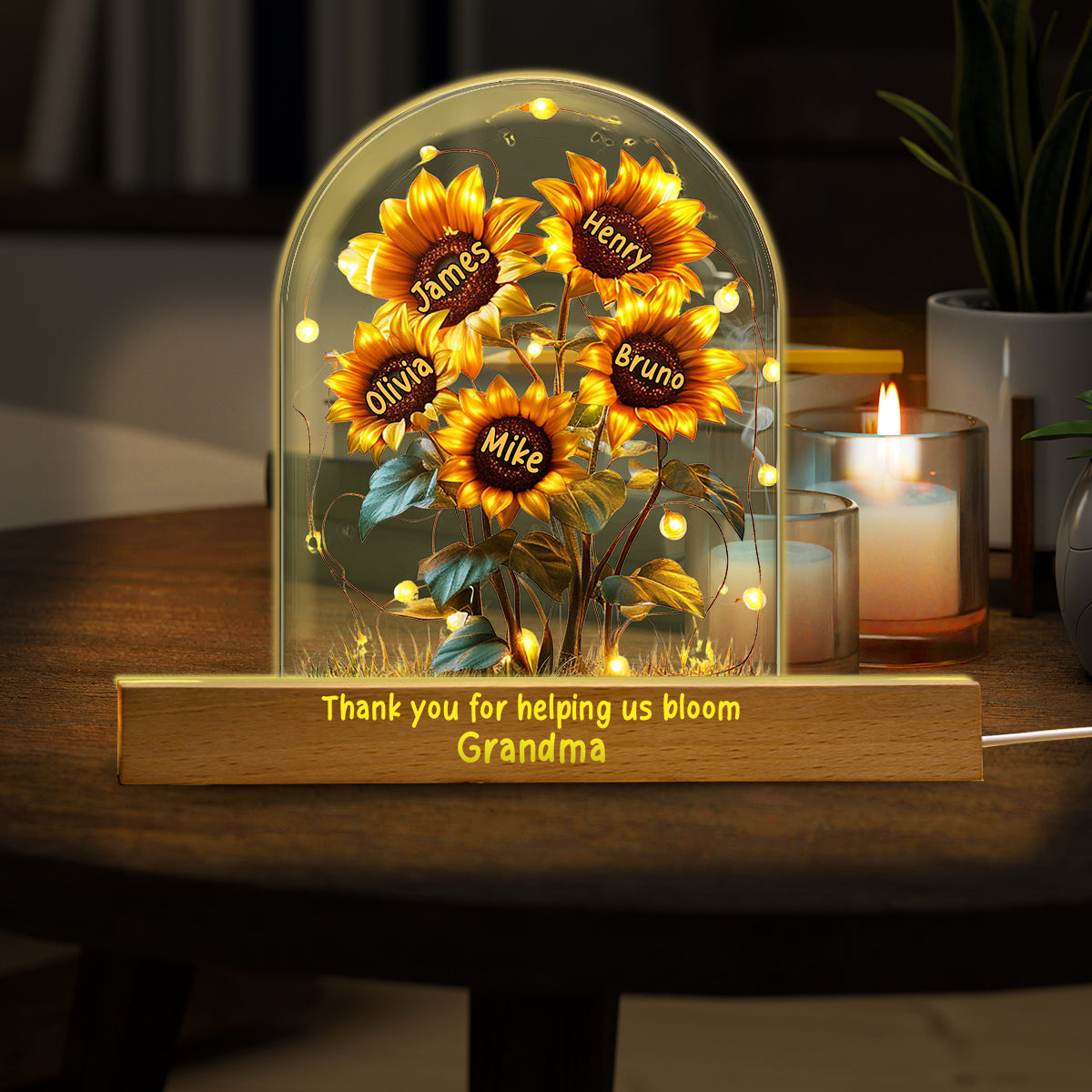 Grandma's Sunflower Garden - Personalized Mother Shaped Led Night Light