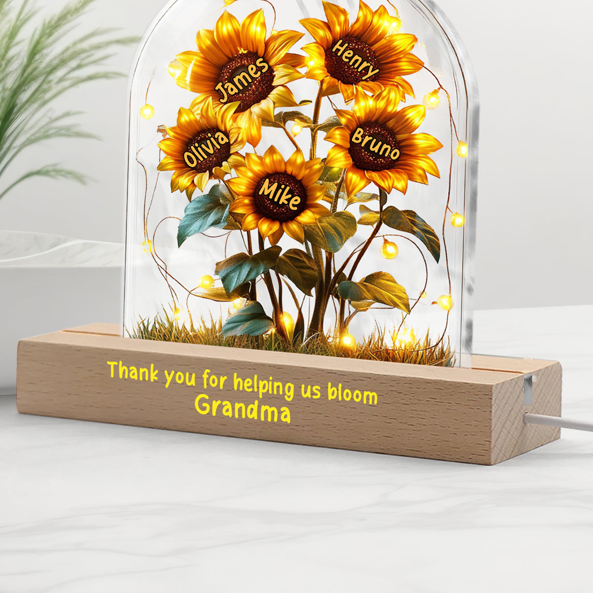Grandma's Sunflower Garden - Personalized Mother Shaped Led Night Light