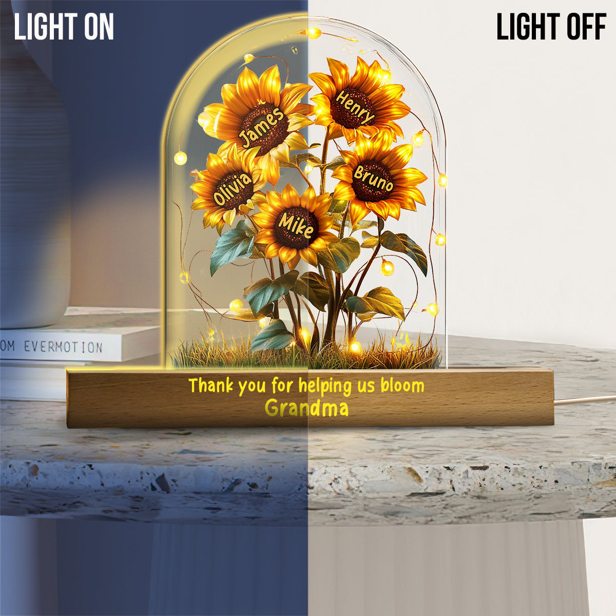 Grandma's Sunflower Garden - Personalized Mother Shaped Led Night Light
