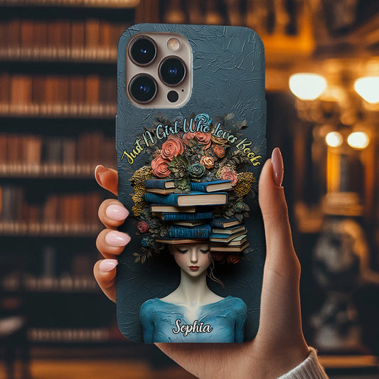Einfach ein Mädchen, das Bücher liebt – personalisierte Handyhülle mit Buchmotiv