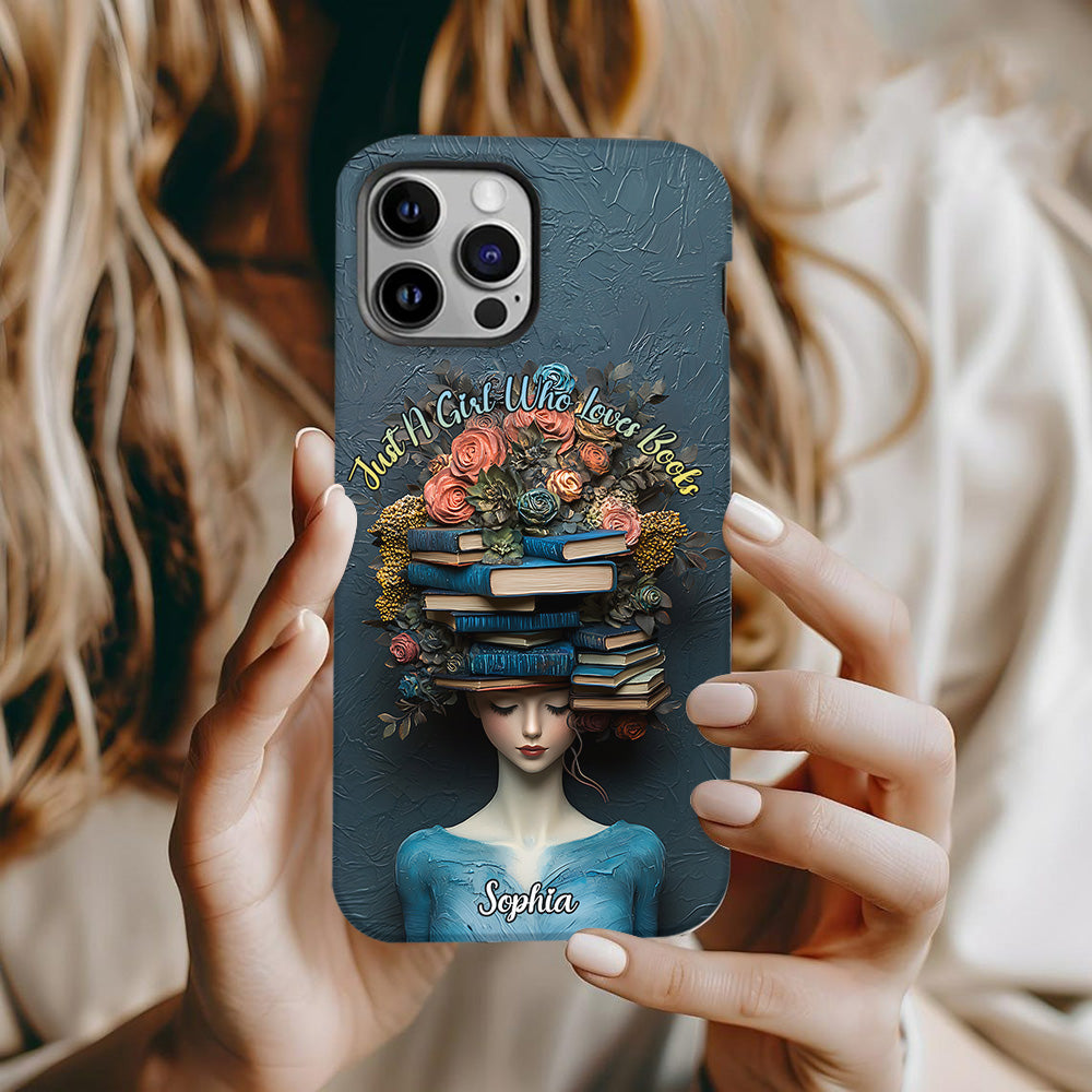 Une fille qui aime les livres - Coque de téléphone personnalisée avec impression intégrale d'un livre