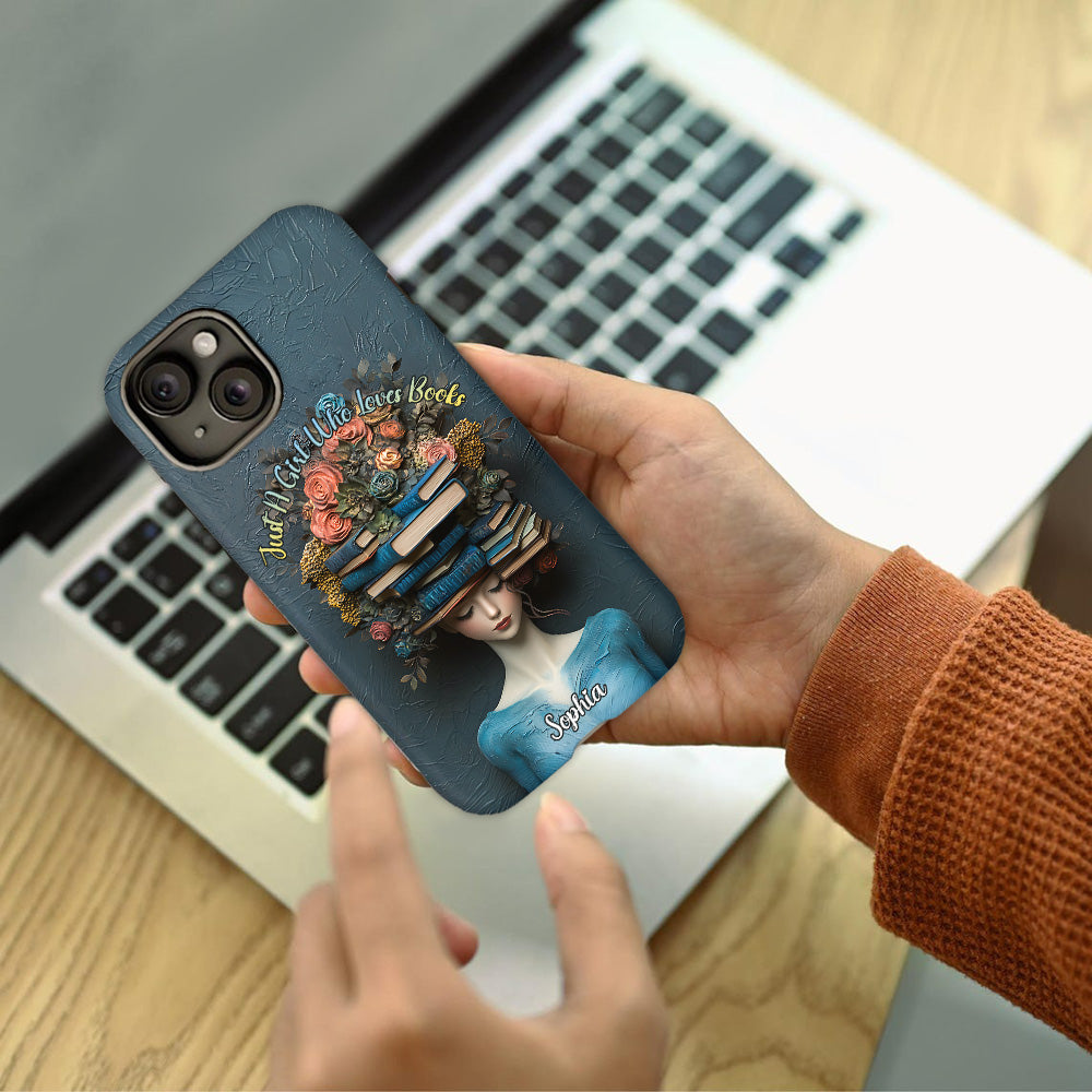 Une fille qui aime les livres - Coque de téléphone personnalisée avec impression intégrale d'un livre