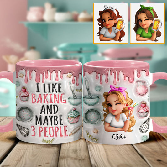 I Like Baking & Maybe 3 People - Personalized Baking Accent Mug