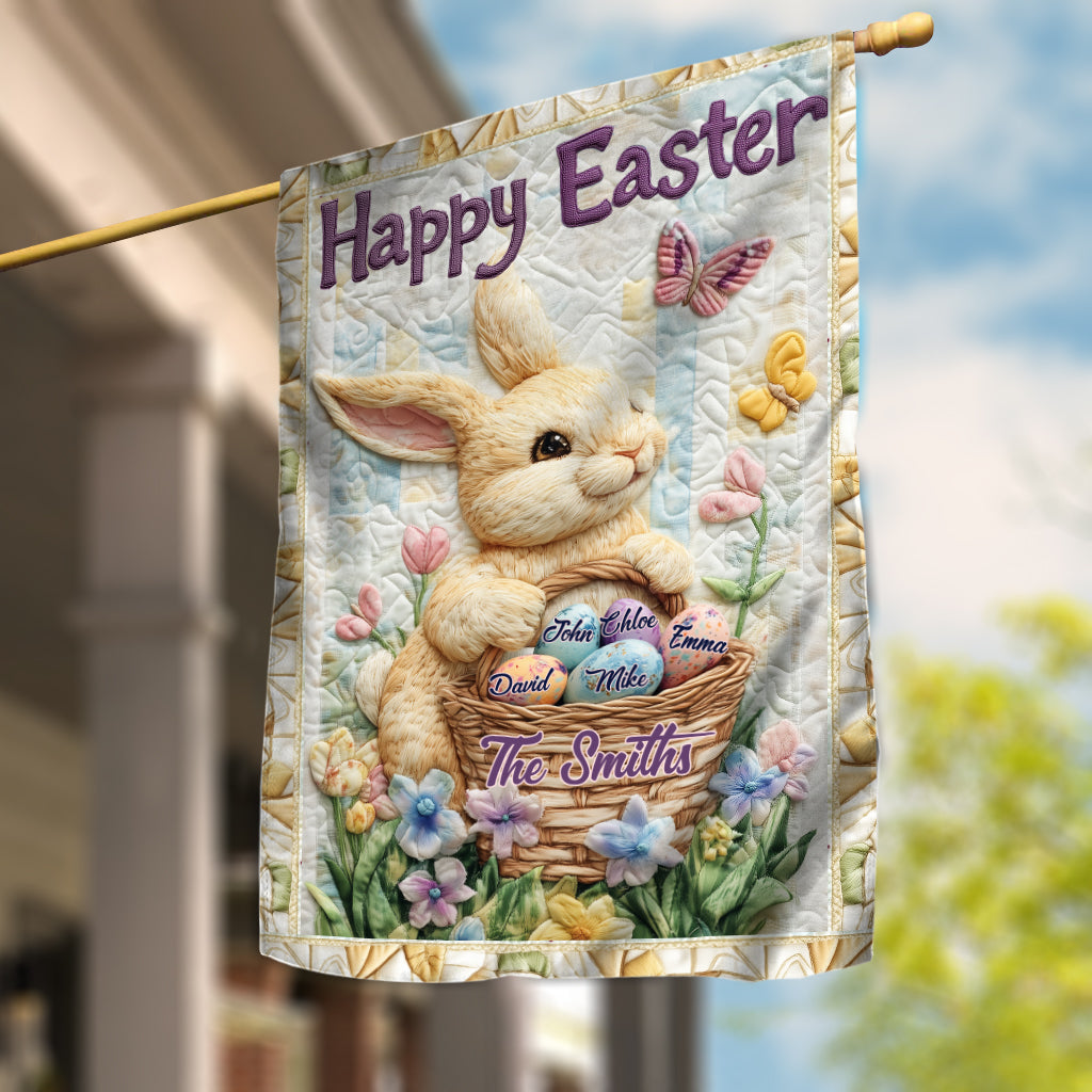 Joyeuses Pâques - Drapeau de maison familial personnalisé