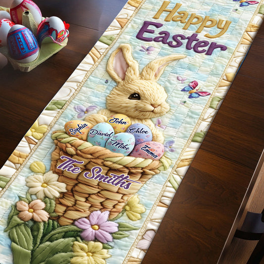 Joyeuses Pâques ! Chemin de table familial personnalisé