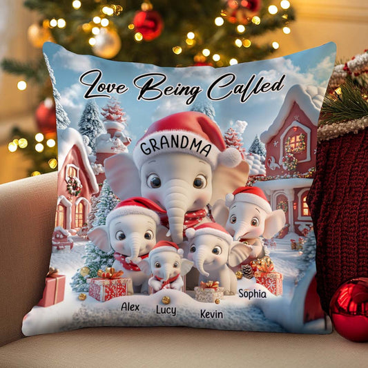 Love Being A Grandma Elephant - Personalized Grandma Throw Pillow