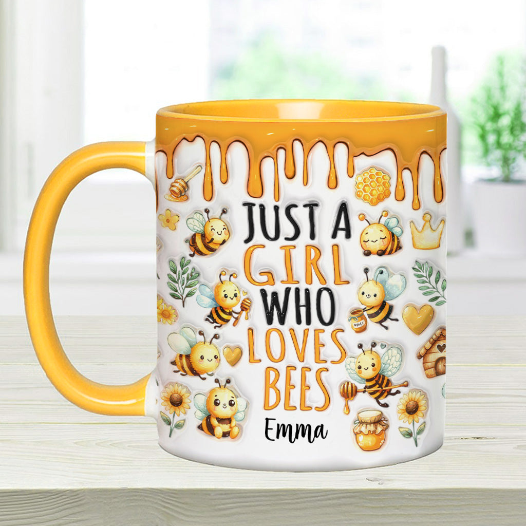 Mug personnalisé « Juste une fille qui aime les abeilles » avec motif abeille