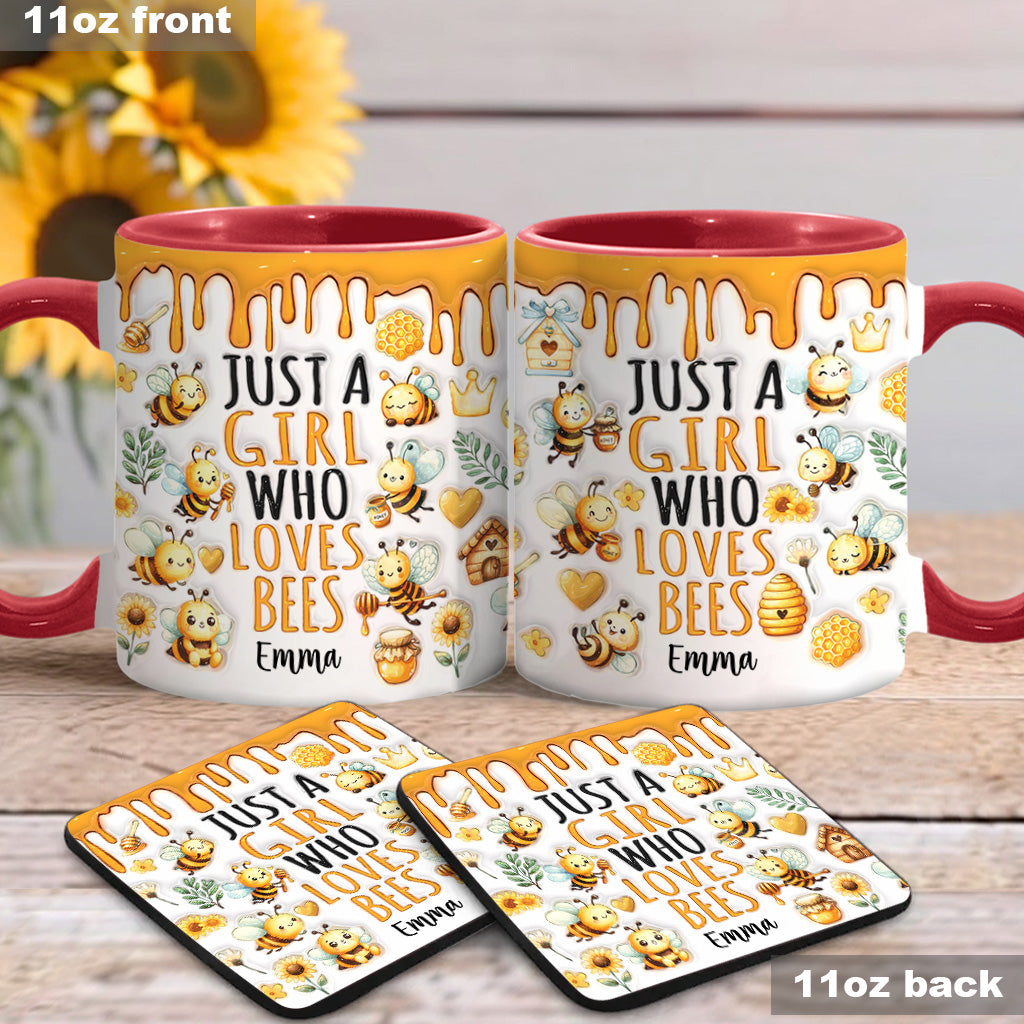 Mug personnalisé « Juste une fille qui aime les abeilles » avec motif abeille