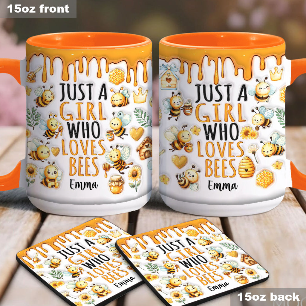 Mug personnalisé « Juste une fille qui aime les abeilles » avec motif abeille