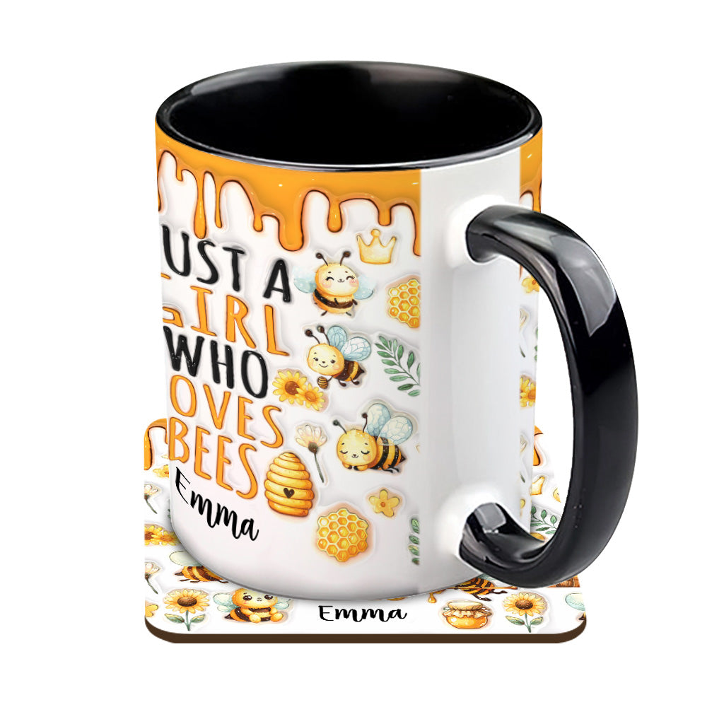 Mug personnalisé « Juste une fille qui aime les abeilles » avec motif abeille