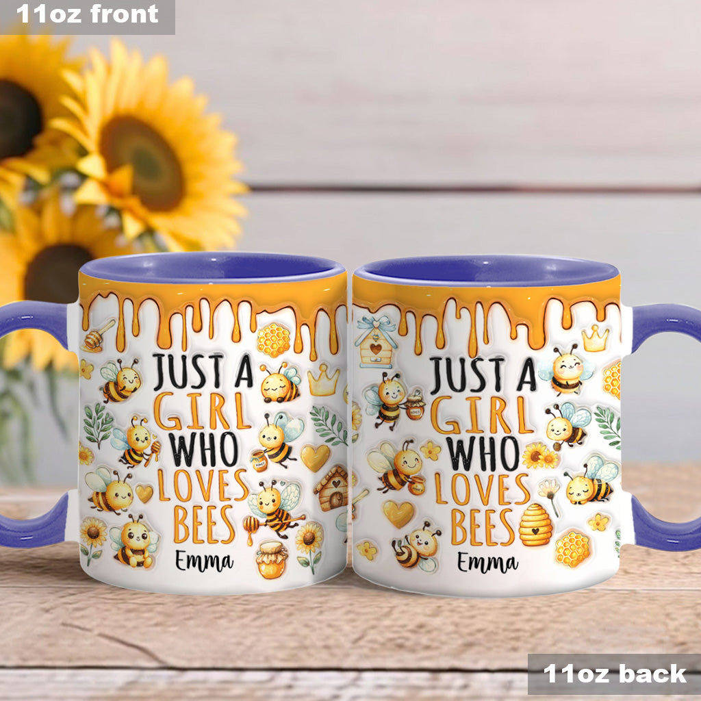 Mug personnalisé « Juste une fille qui aime les abeilles » avec motif abeille