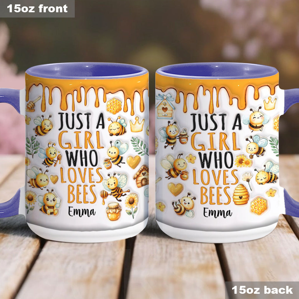 Mug personnalisé « Juste une fille qui aime les abeilles » avec motif abeille