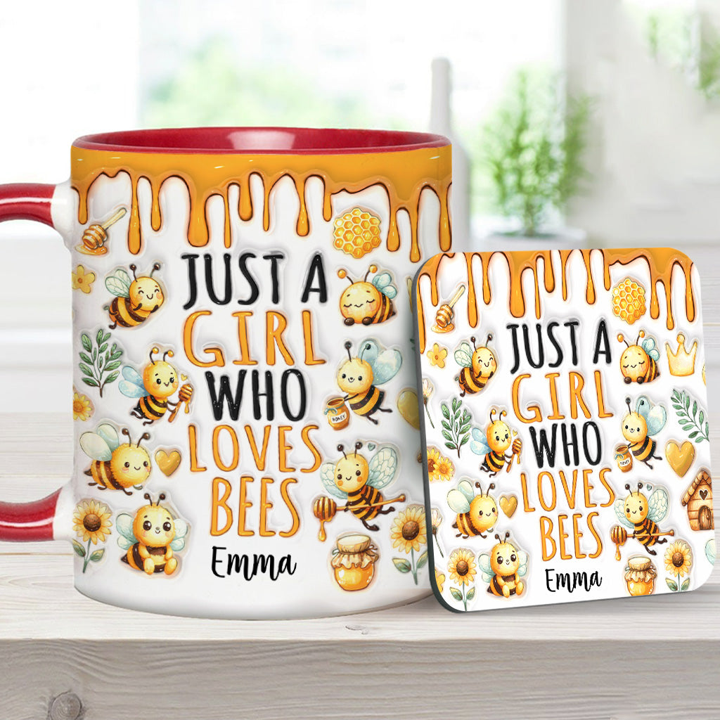 Mug personnalisé « Juste une fille qui aime les abeilles » avec motif abeille