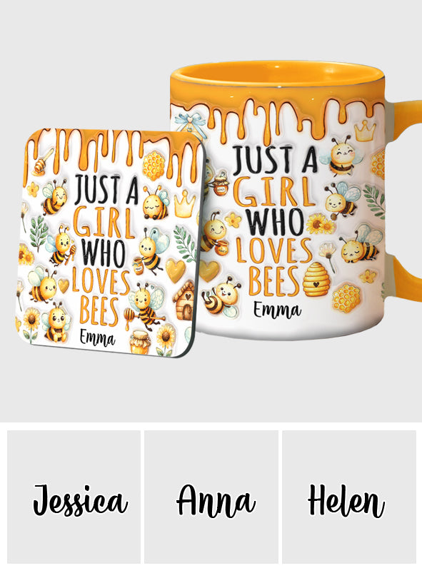 Mug personnalisé « Juste une fille qui aime les abeilles » avec motif abeille