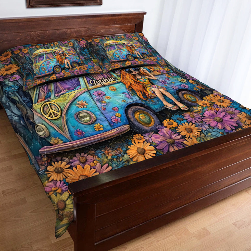 Fantastisches Caravan - Personalisiertes Hippie-Bettdecken-Set