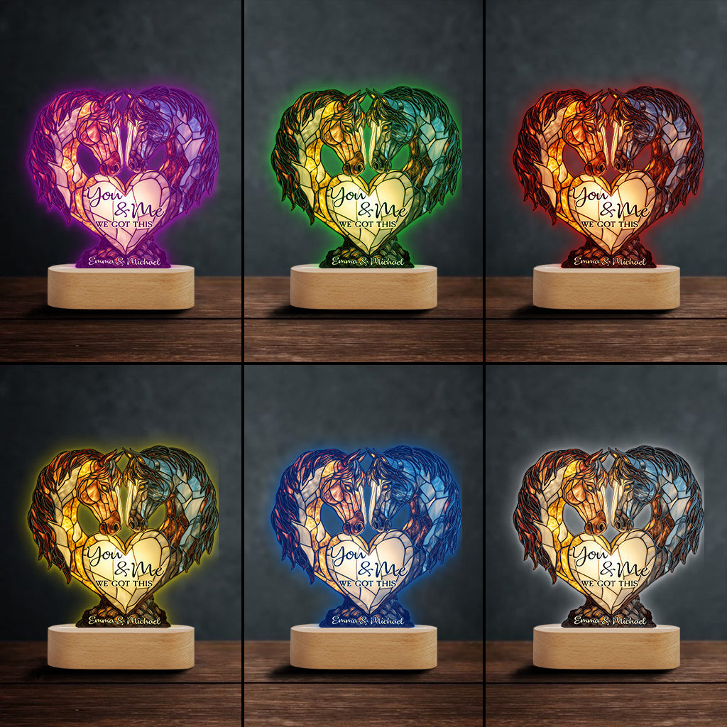You And Me We Got This - Personalized Horse Shaped Plaque Light Base