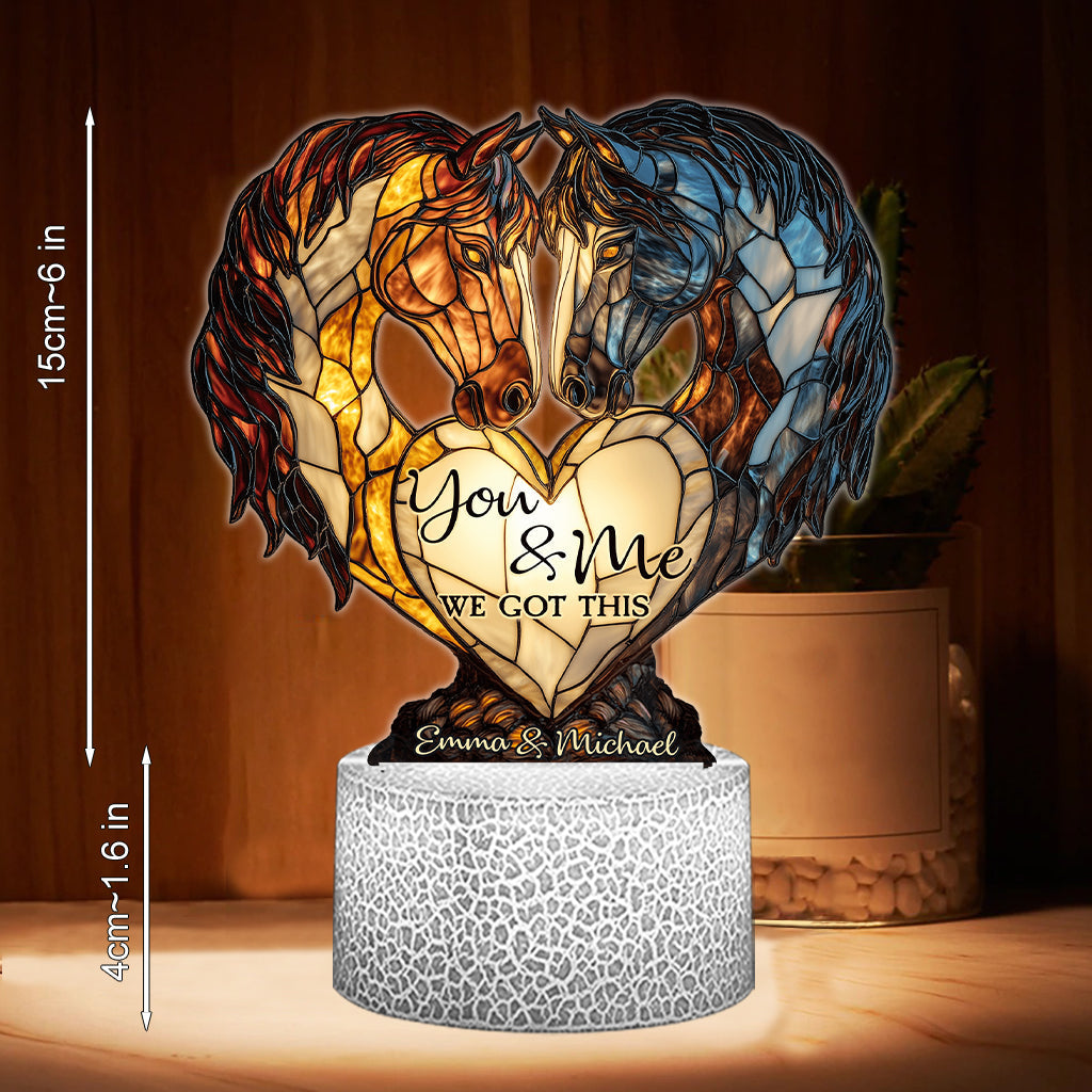You And Me We Got This - Personalized Horse Shaped Plaque Light Base