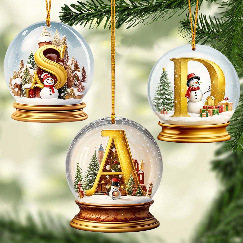 Alphabet de la boule à neige familiale - Ornement familial personnalisé
