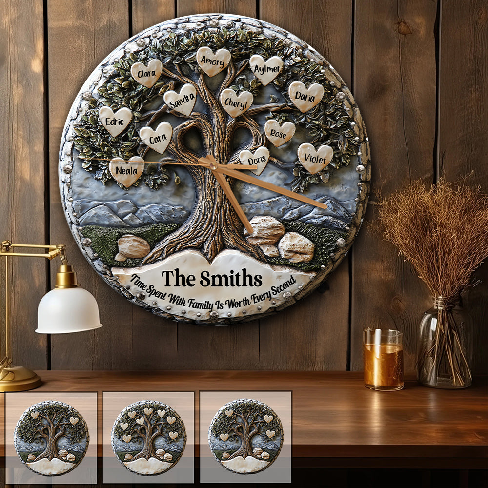 Chaque seconde passée en famille est précieuse - Horloge murale familiale personnalisée