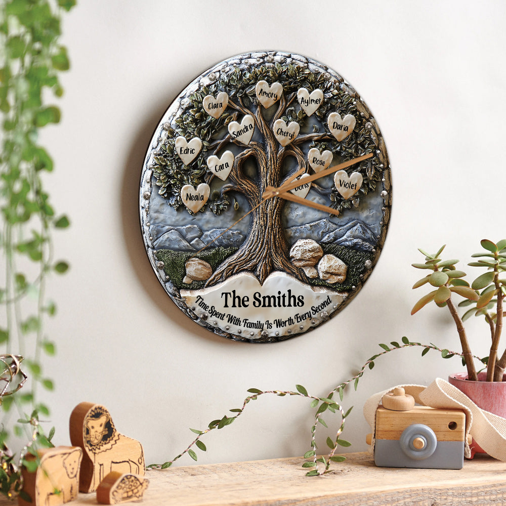 Chaque seconde passée en famille est précieuse - Horloge murale familiale personnalisée