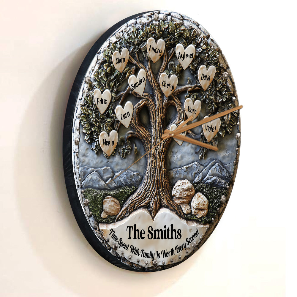 Chaque seconde passée en famille est précieuse - Horloge murale familiale personnalisée