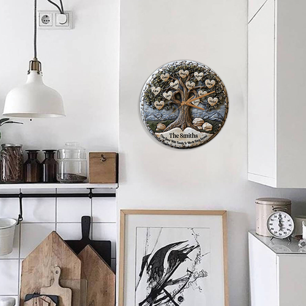 Chaque seconde passée en famille est précieuse - Horloge murale familiale personnalisée