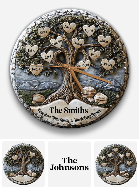 Chaque seconde passée en famille est précieuse - Horloge murale familiale personnalisée