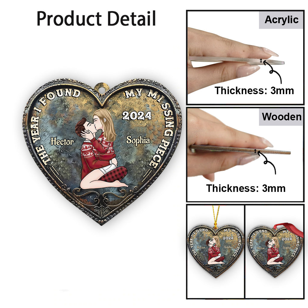 The Year I Found My Missing Piece Kissing Couple - Personalized Couple Ornament