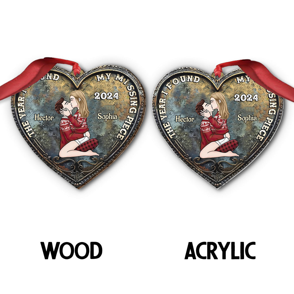 The Year I Found My Missing Piece Kissing Couple - Personalized Couple Ornament