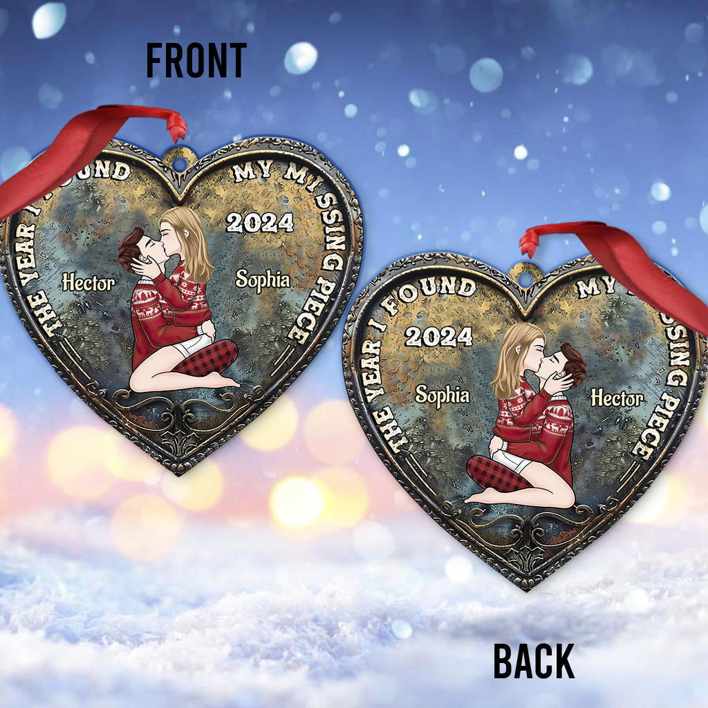 The Year I Found My Missing Piece Kissing Couple - Personalized Couple Ornament