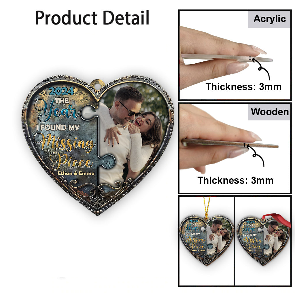 The Year I Found My Missing Piece Kissing Couple - Personalized Couple Ornament