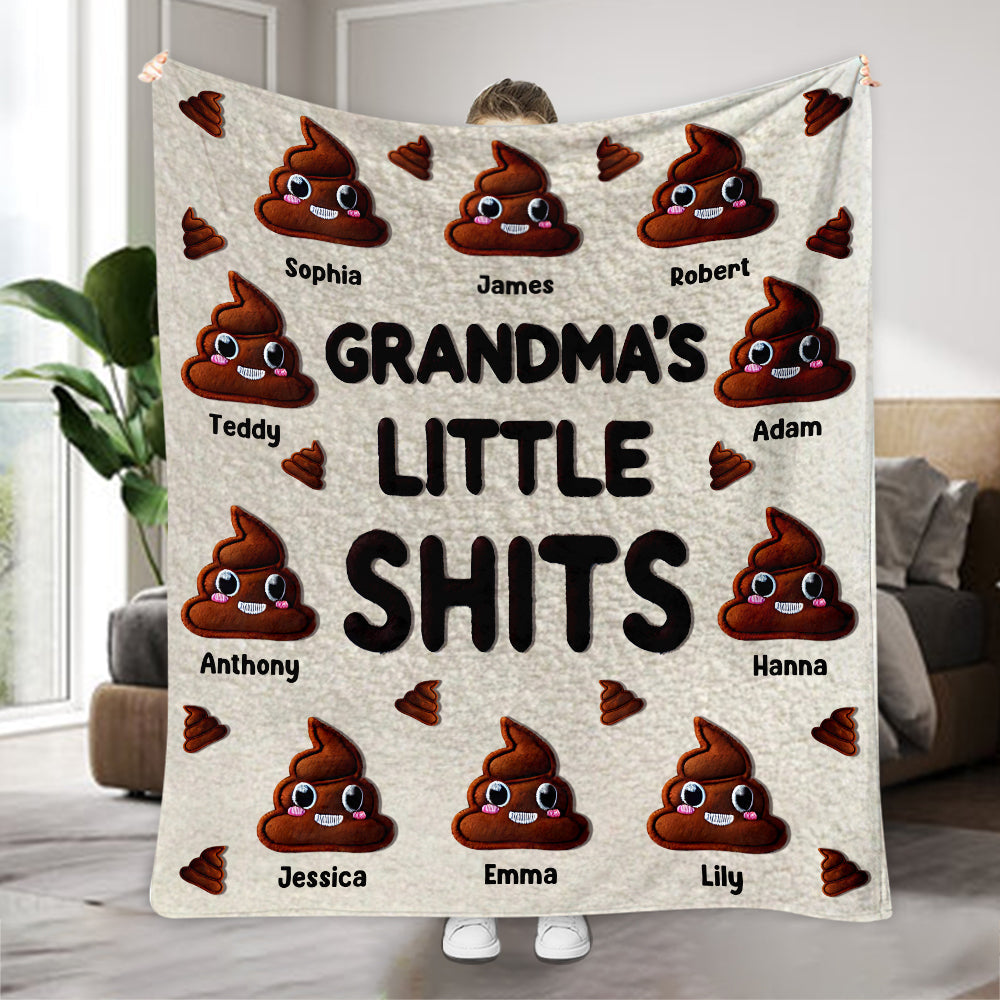 Grandma Nana Mama Little Shits - Personalized Grandma Blanket