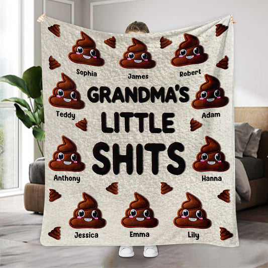 Grandma Nana Mama Little Shits - Personalized Grandma Blanket