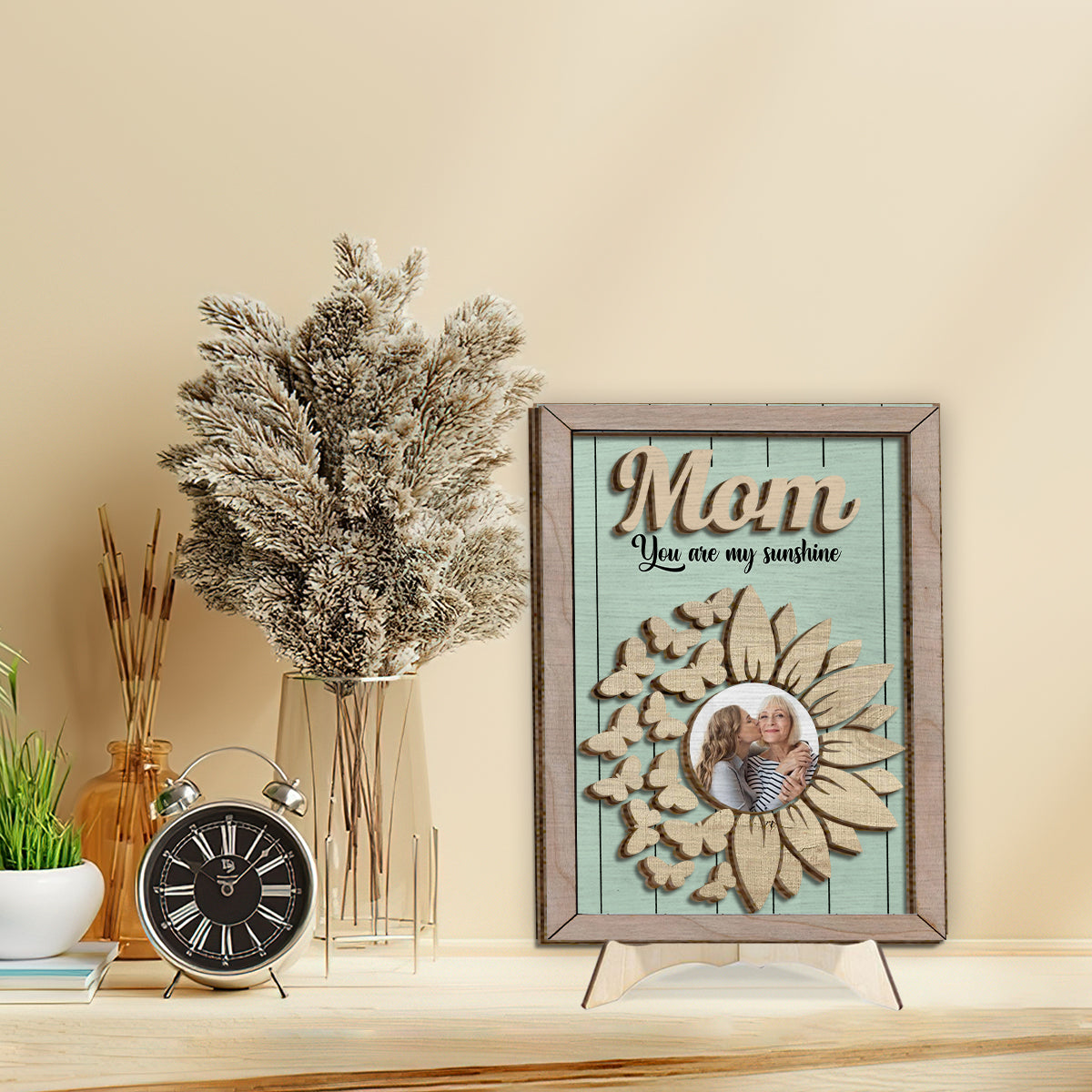 You're My Sunshine Sunflower Photo Custom - Personalized Mother 2 Layered Wood Sign / Wood Plaque