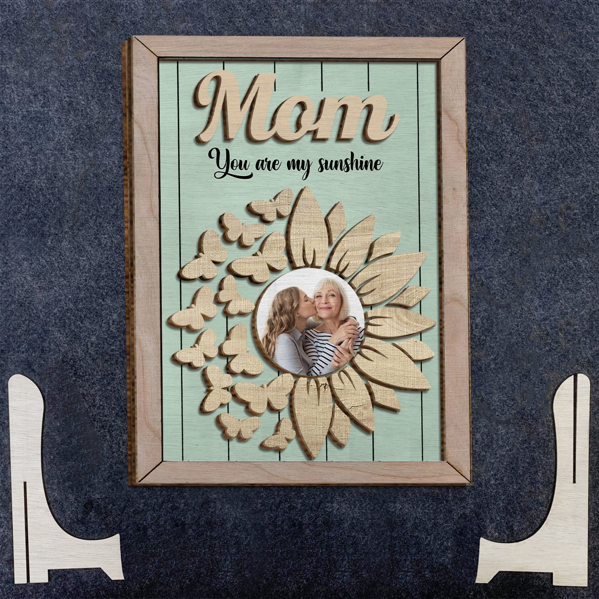 You're My Sunshine Sunflower Photo Custom - Personalized Mother 2 Layered Wood Sign / Wood Plaque