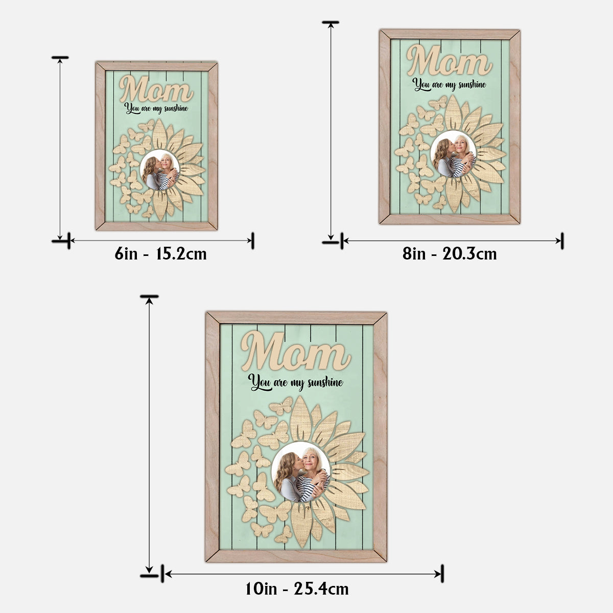 You're My Sunshine Sunflower Photo Custom - Personalized Mother 2 Layered Wood Sign / Wood Plaque