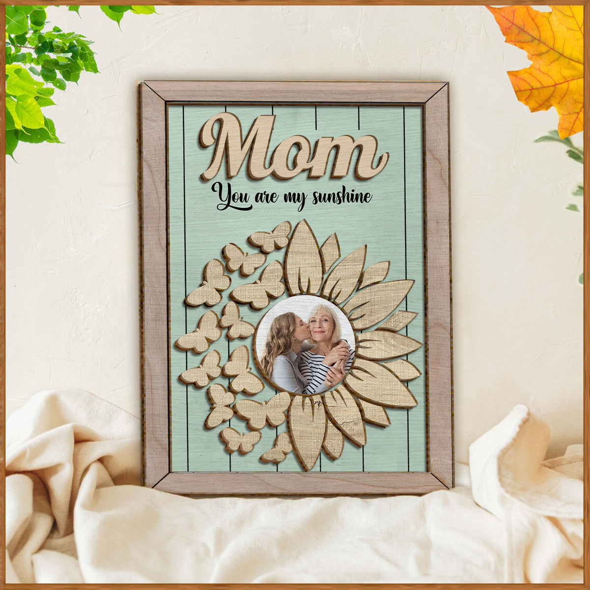 You're My Sunshine Sunflower Photo Custom - Personalized Mother 2 Layered Wood Sign / Wood Plaque
