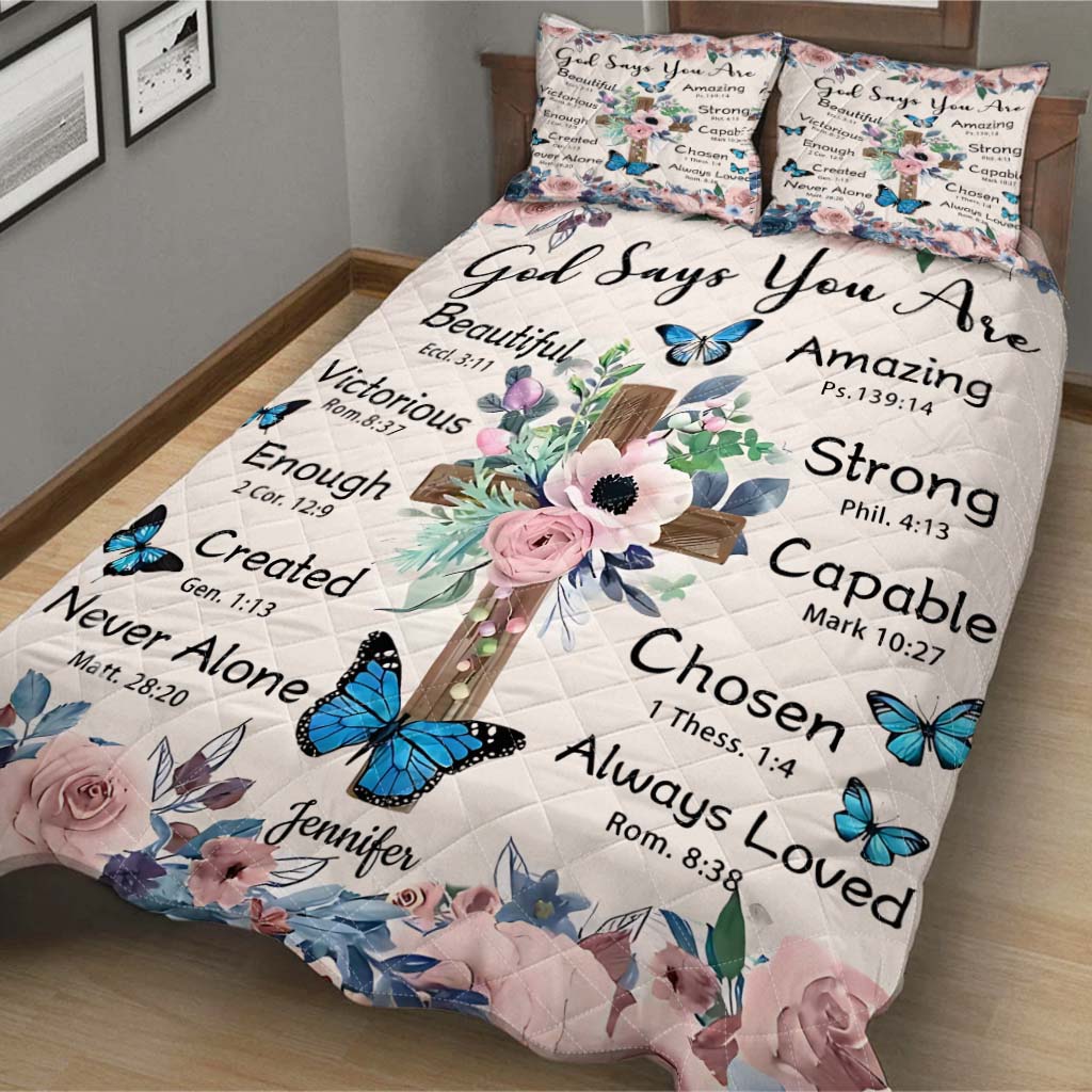Gott sagt, du bist es – Personalisiertes christliches Quilt-Set