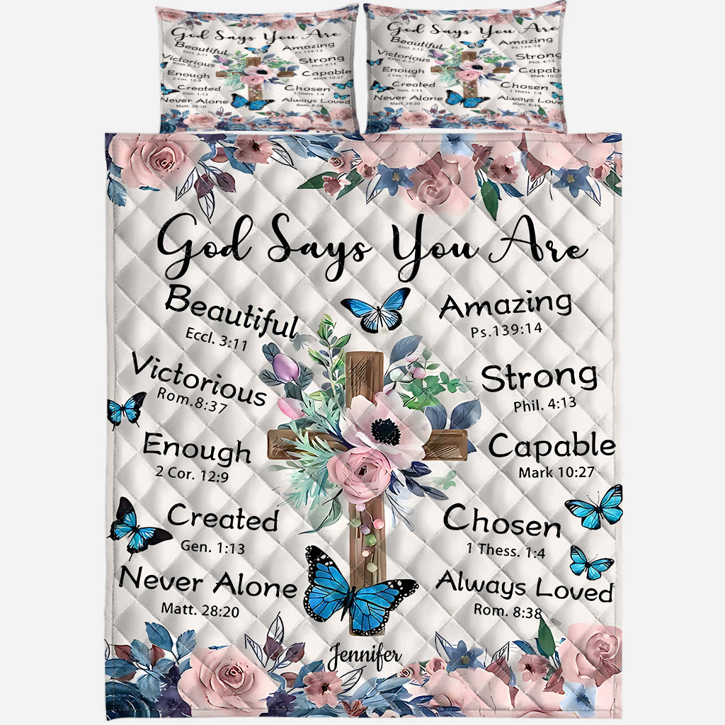 Gott sagt, du bist es – Personalisiertes christliches Quilt-Set