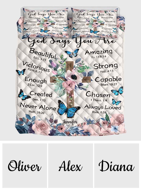 Gott sagt, du bist es – Personalisiertes christliches Quilt-Set