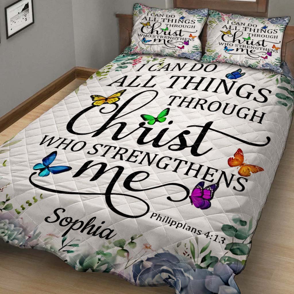 Ich kann alles schaffen – Personalisiertes christliches Quilt-Set